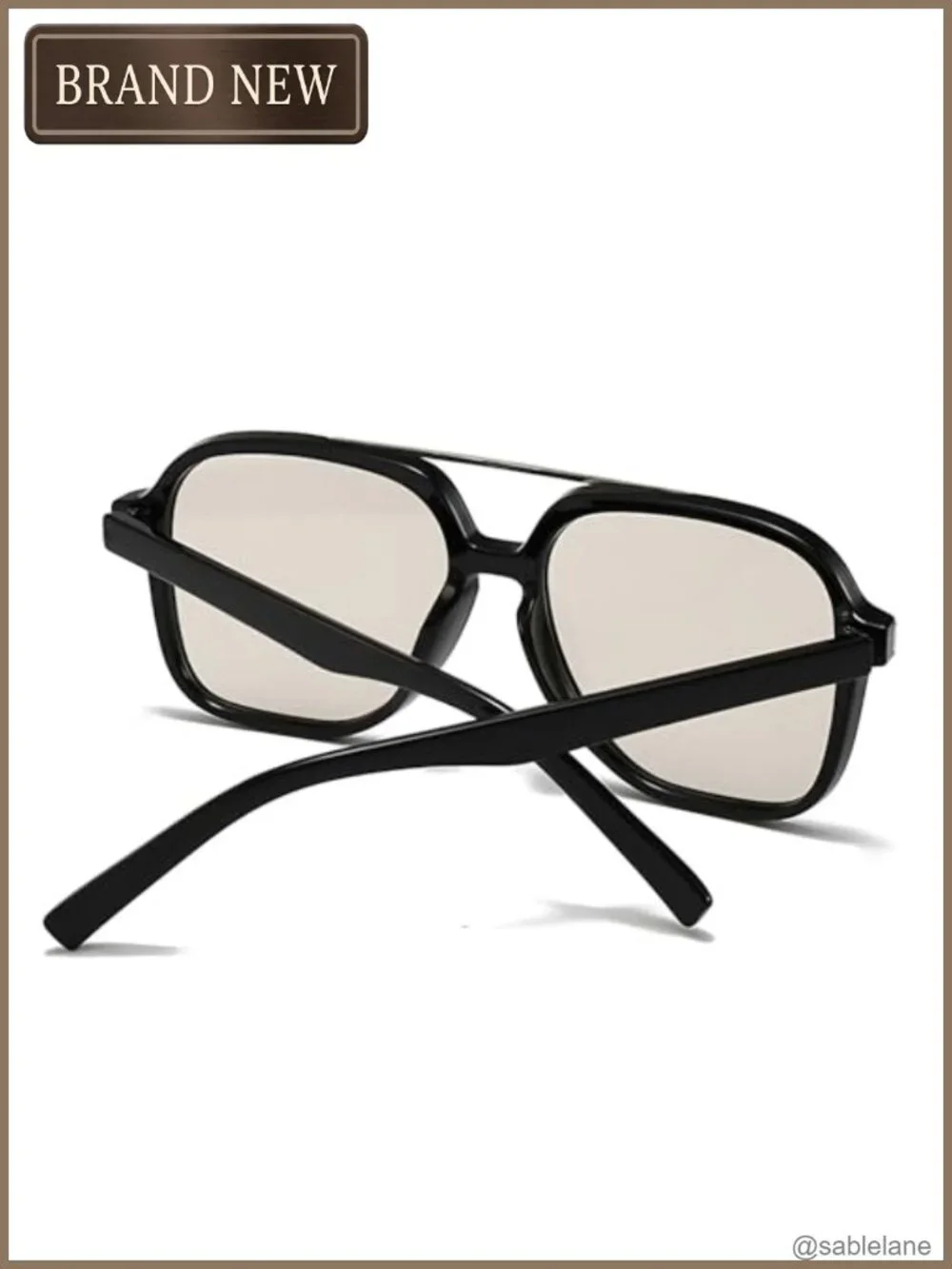 Unisex Square Aviator Sunglasses Oversized Plastic Frame UV400